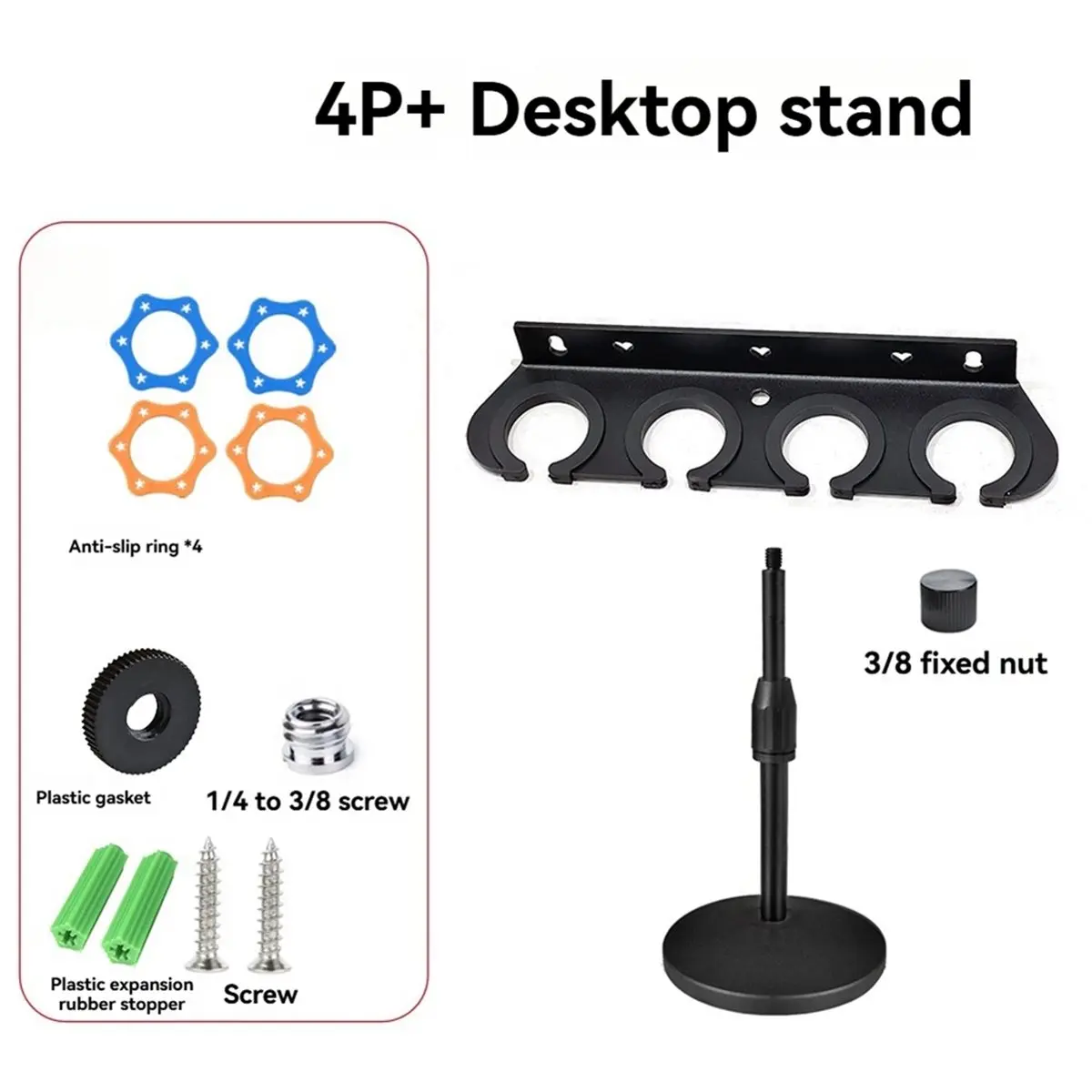 A10R 멀티 마이크 홀더 최대 4개 마이크 휴대용 마이크 보관 스탠드 핸드헬드 다이나믹 무선 마이크용 마이크 스탠드 트레이