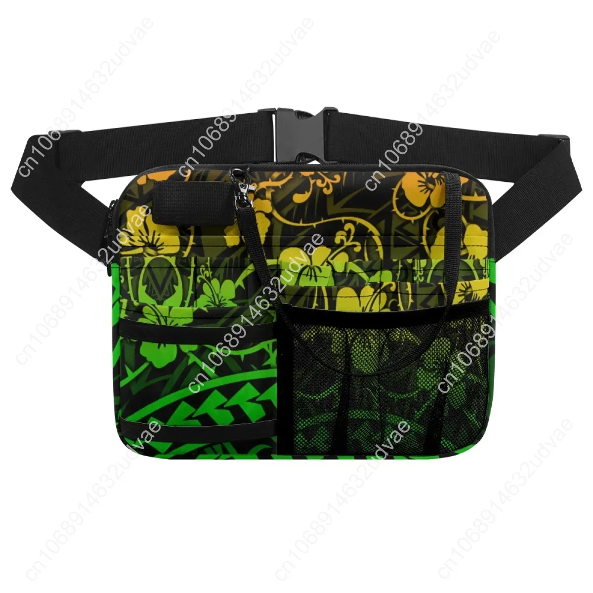 Polynesian Hibiscus Luxury Designer Nurse Waist Bag Fashionable Portable Multi Pocket Medical Pack Tool Holder Practical Hip Bag