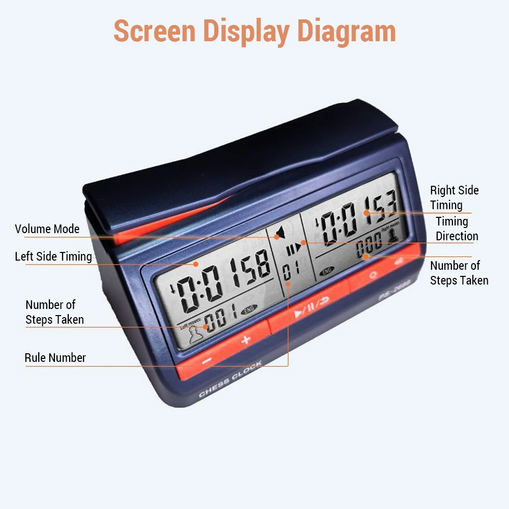 Digital Chess Clock LCD Screen ABS International Checkers Timer for Board Games and Chess Adult Board Games Accessories chess timer