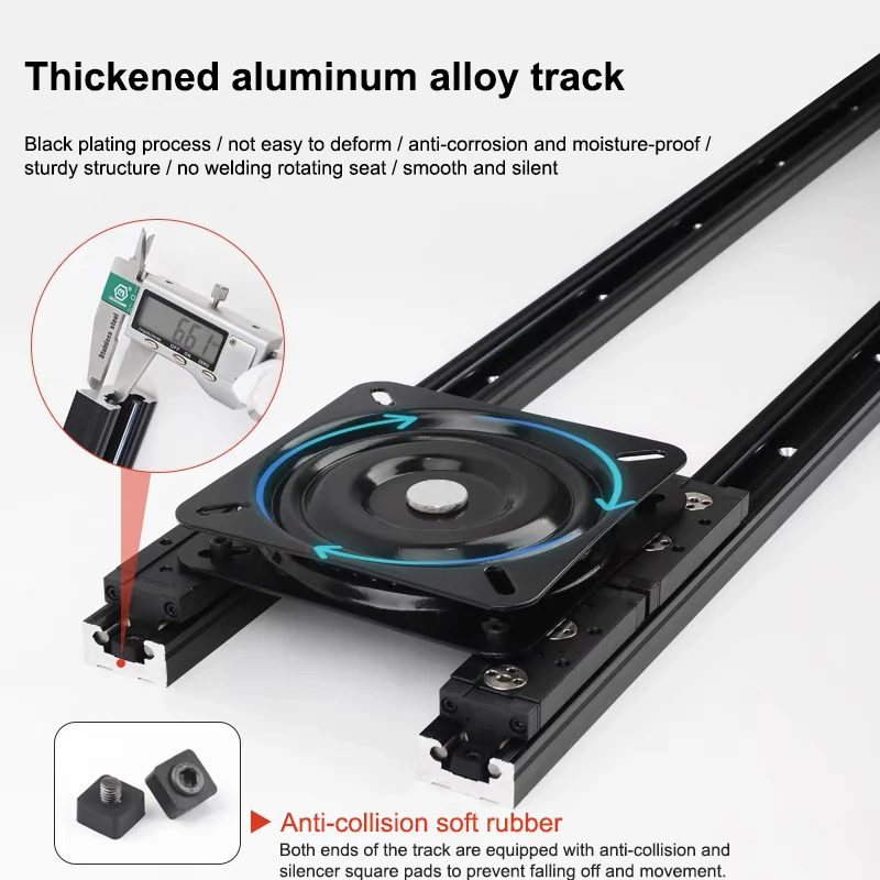 Wheels Rolling Furniture Parts Mobile Pull Out Rotary Platform Slide Rail Extendable With Folding Table Assembled Kitchen Island