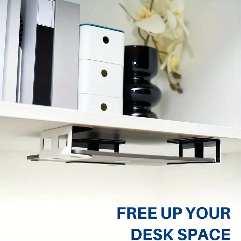 Under Desk Laptop Mount Metal Under Desk Shelf Holder for Laptop for Mac Mini Ma