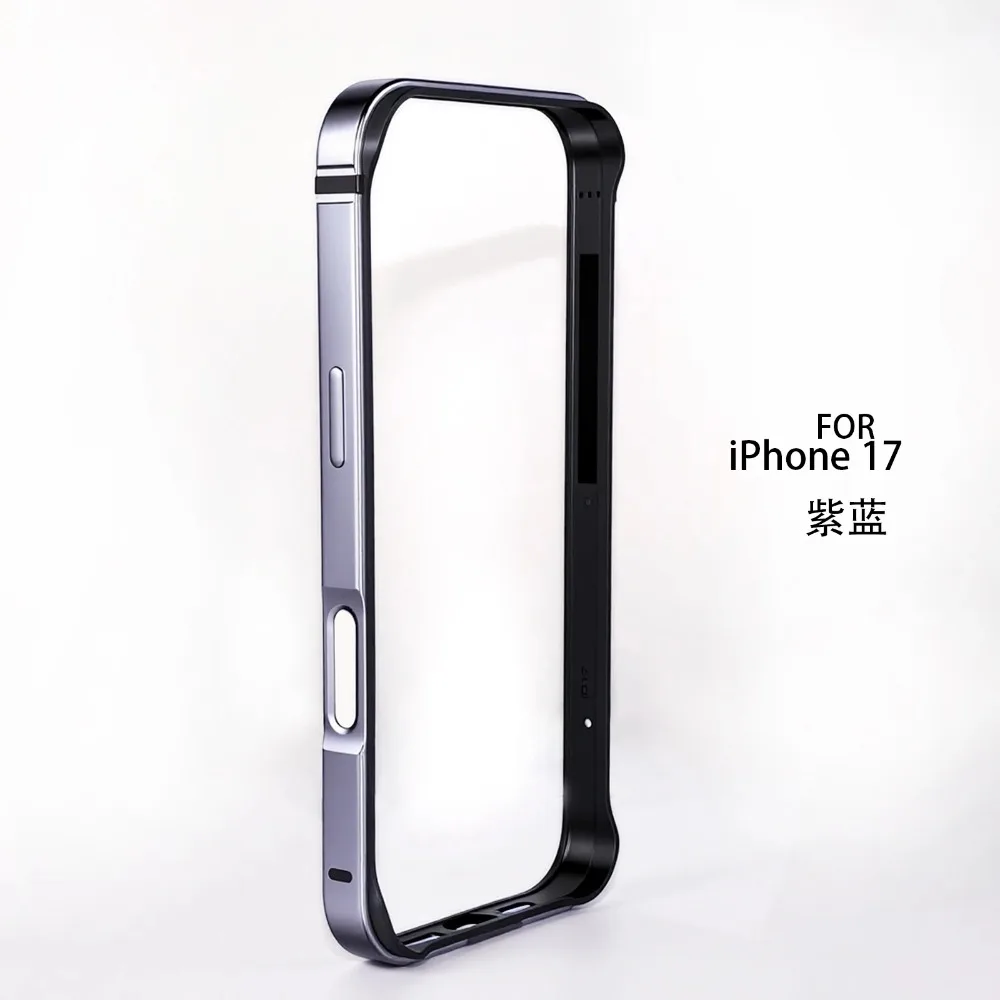 Schlanke, leichte Metall-Stoßstangenhülle für iPhone 17 Pro Max 17 Pro, luftstoßfeste Rüstung, Ecken, Silikonrahmen, hohle Schutzhülle – Detail 26