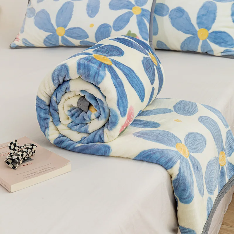 Blanket Thickened Milk Velvet Coral Flannel Sofa Cover Blanket Office Lunch Break Air Conditioning Blanket Gift Blanket  Canape 3