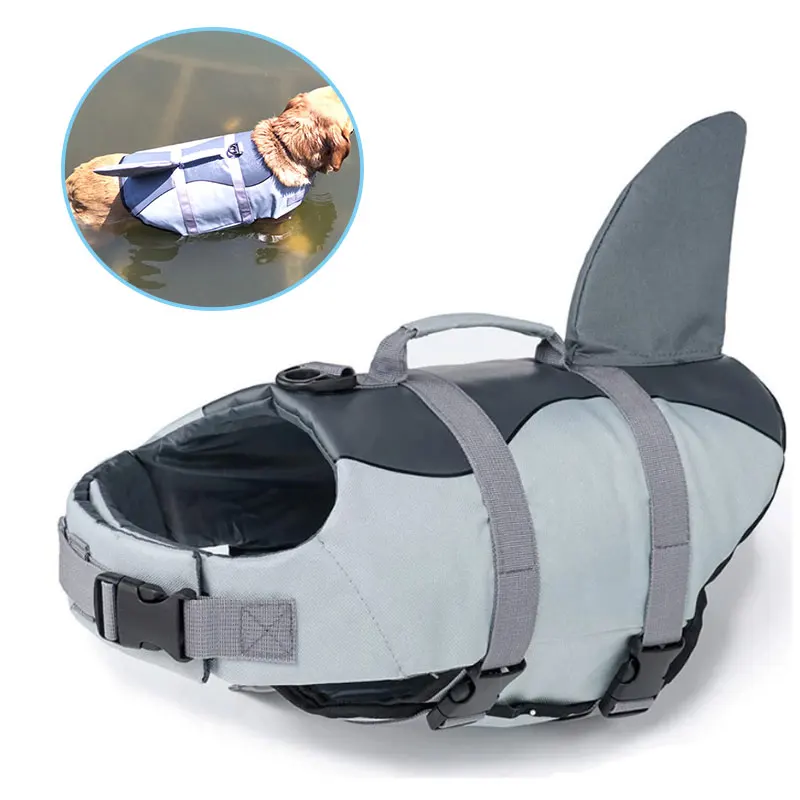 Dog Life Jacket Safety Dog Lifesaver Shark Vests Pet Dog Swimsuit For