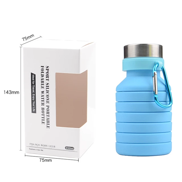 Bouteille d'eau pliable en silicone de haute qualité, sans BPA, sans odeur,  non