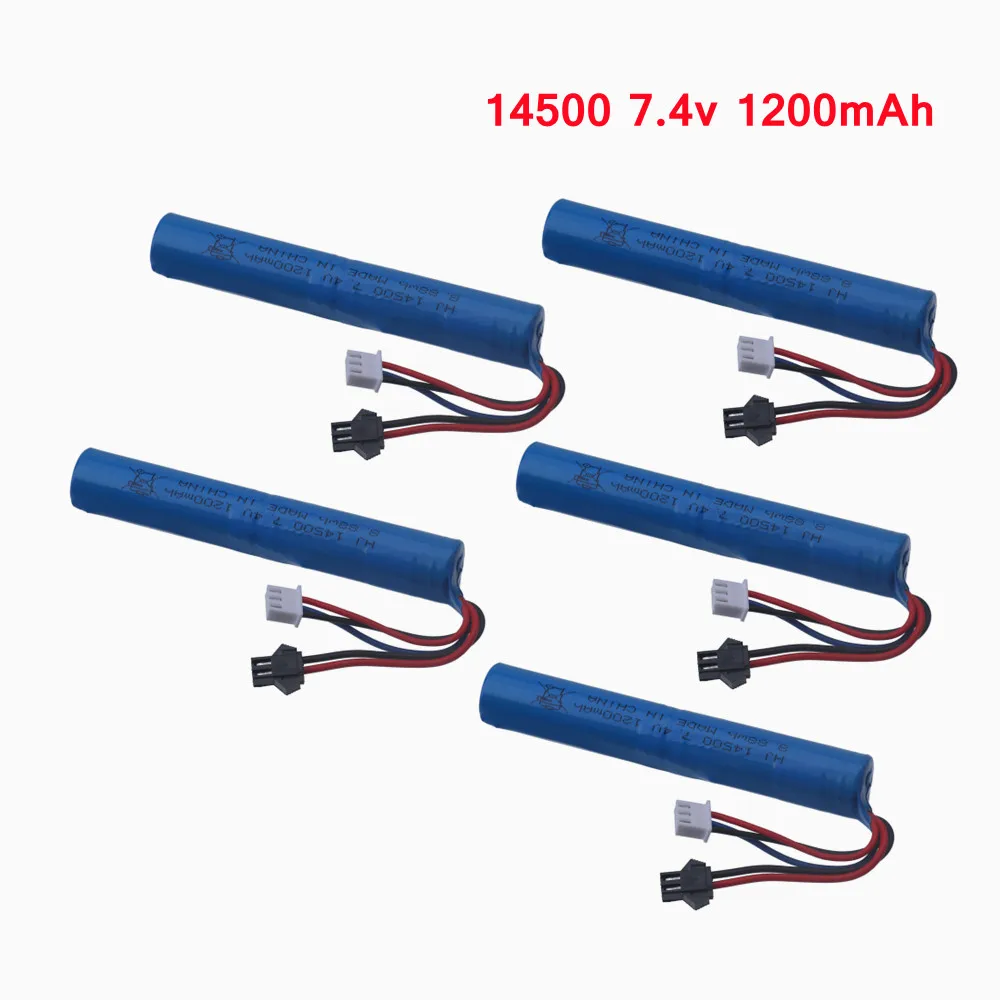 

14500 7.4v 1200mAh Li-ion battery for Electric toys water gun / water bullet Gun 2s 7.4V Battery SM plug For RC Toys Parts