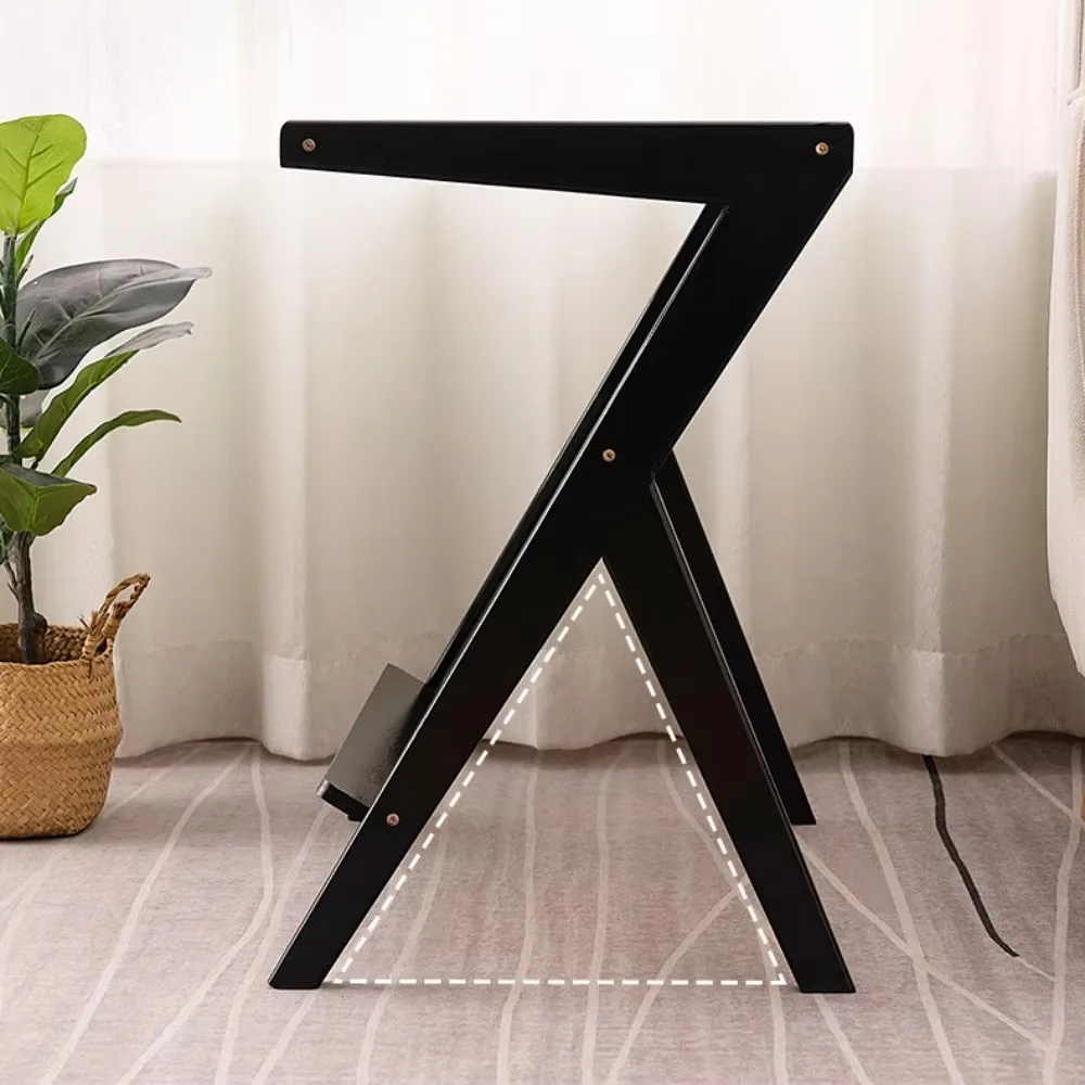 Z Shape Side Table Mobile Cabinet Vintage Edge Shelf Living Room Furniture Glass Tea Table Simplistic Bamboo Modern Coffee Desk