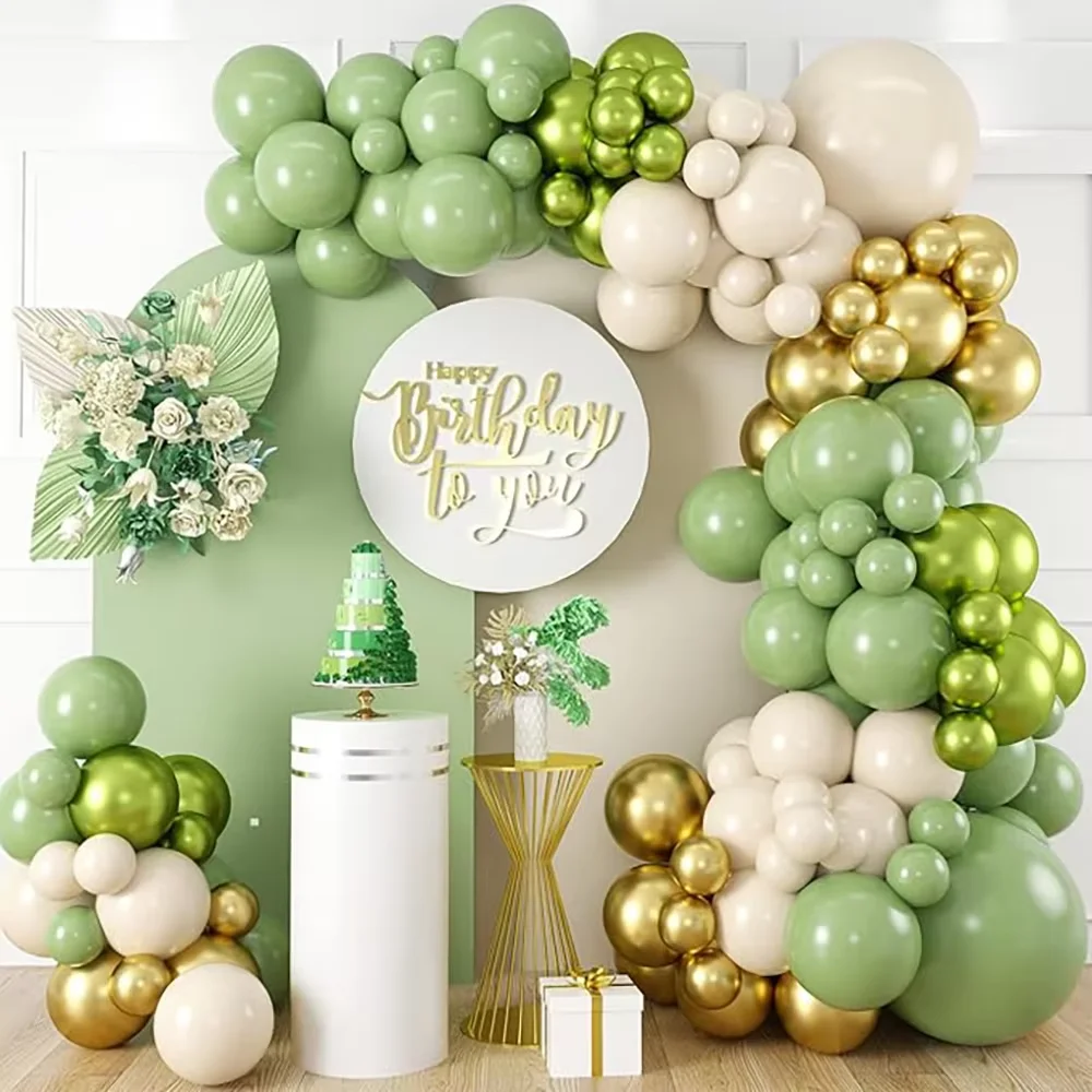 Grüner Ballonbogen Salbeigrün Weiß Sand Gold Konfetti Latex-Ballongirlande Geburtstagsfeier Hochzeit Abschlussfeier Dekoration Globos – Detail 21