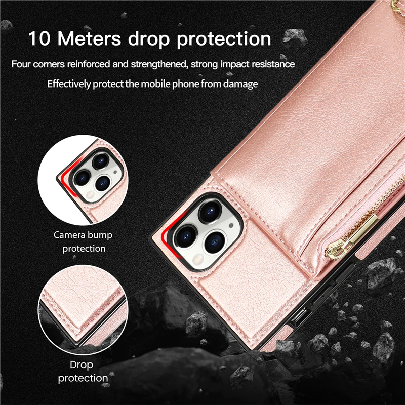 Wallet With Lanyard Soft Leather Case Cover For iPhone 14 Pro Max 13 Pro Max 12 Pro Max 11 Pro Max X XR XS Max 8 7 6 6S Plus