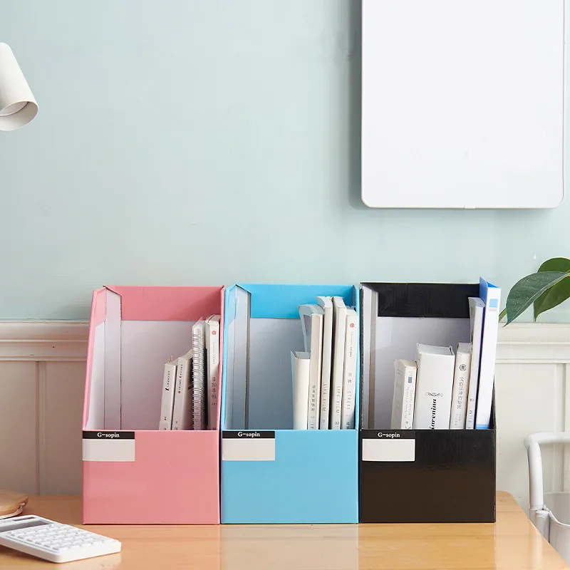 DIY Kraft Paper Magazine Rack Bookend large book stand File Holder Foldable documents organizer office storage rack with Labels
