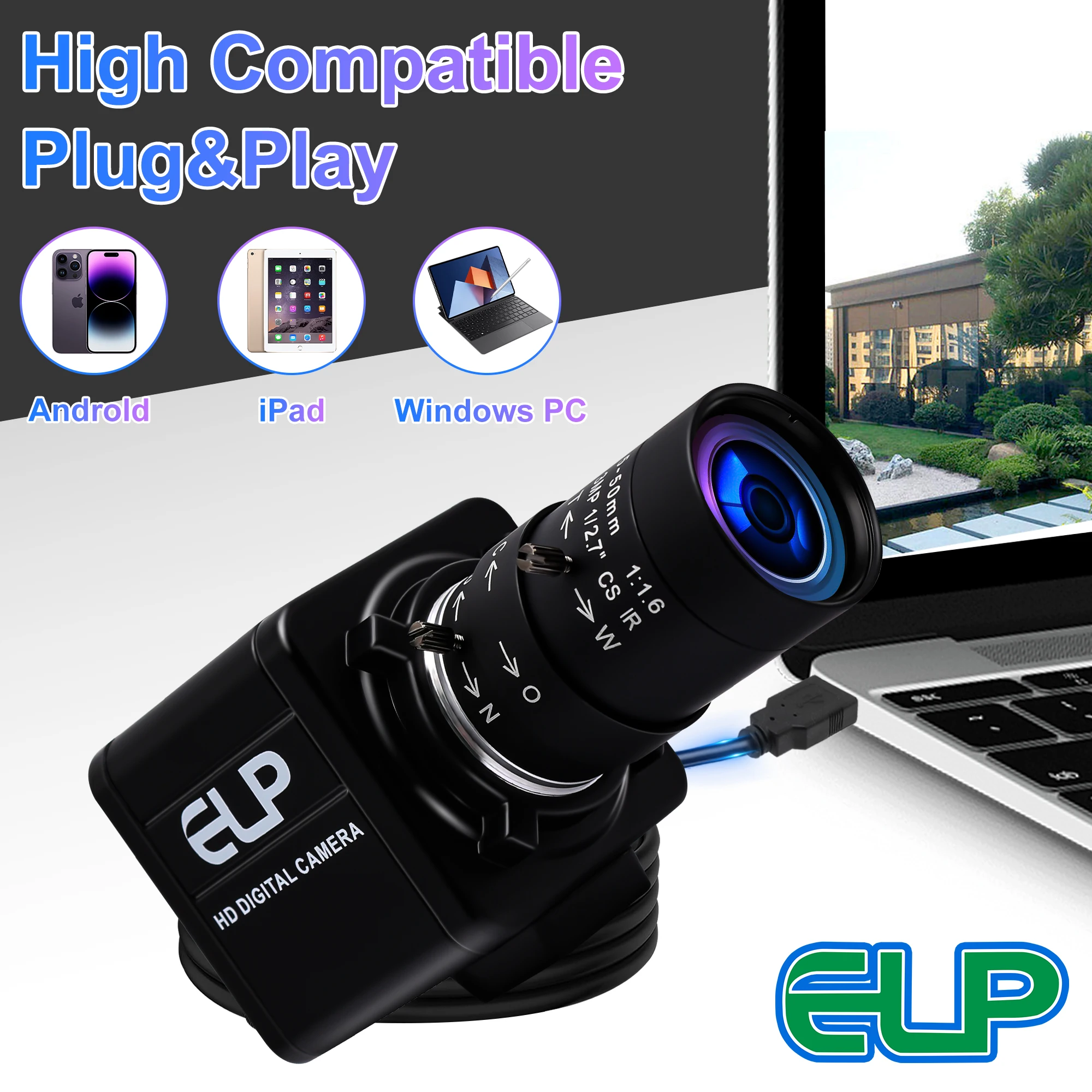 OEM ELP 10X Optical Zoom USB Webcam 16MP USB UVC Camera Free.