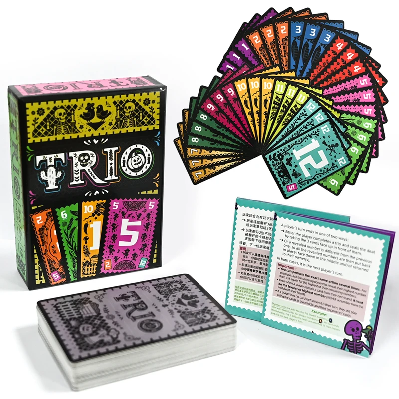 Trio Card Game Family Party Board Game 3-6 Players Search for Three Matching Cards Strategic Toys Gifts