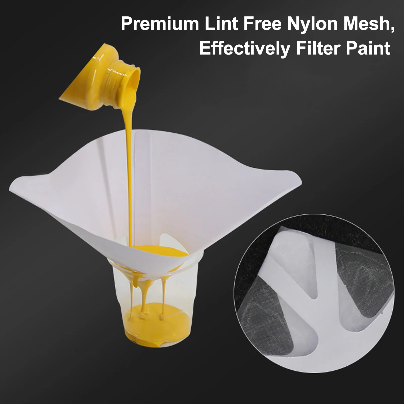 Filtre en papier à mailles de pulvérisation de peinture de voiture, outil  de filtrage, purification, entonnoir jetable, filtre conique en Nylon -  AliExpress, image size:1600x1600