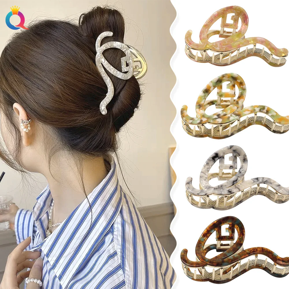 

Wholesale of New Acetic Acid Metal Hair Claws for Women's Large Plate Hair, High Grade Feel Shark Clip Hair, and Grab Jewelry