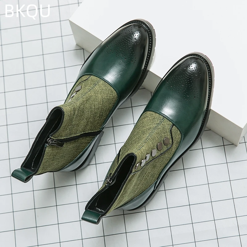 Men's Chelsea Boots High-top Boots Wear-resistant Breathable Fashion Trend Versatile Round Toe Casual Non-slip Spring and Autumn