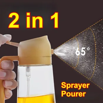 2 in1 Plastic Kitchen Barbecue Cooking Oil Spray Bottle Olive Oil Dispenser Oil Jar Baking Vinegar Soy Sauce Spray Container