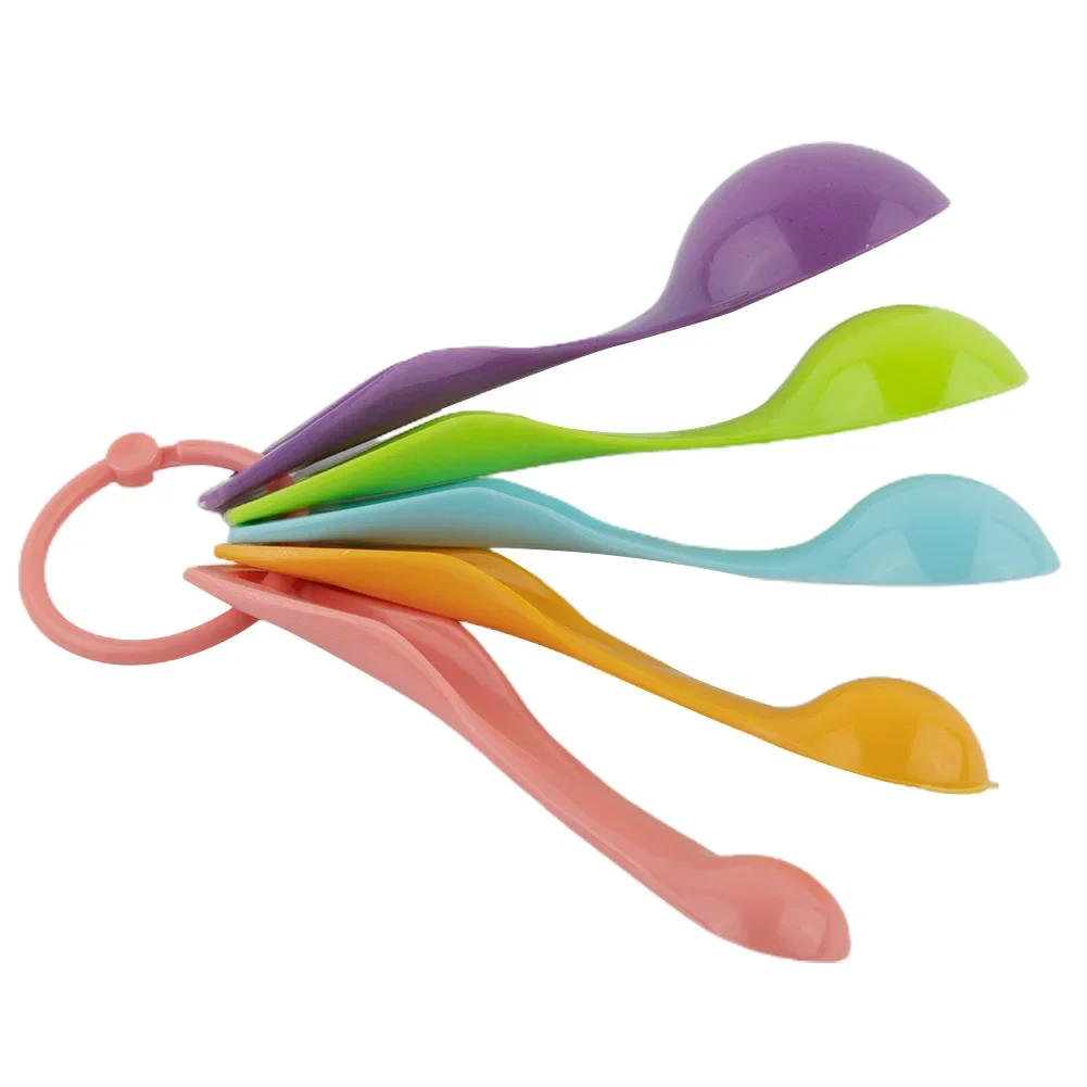 

5Pcs/set Lovely Colorful Plastic Measuring Cups Measure Spoon Kitchen Tool Kids Spoons Measuring Set Tools For Baking Coffee Tea