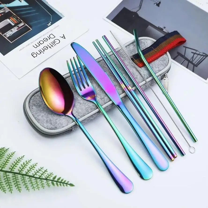 Reusable Travel Cutlery Set – Straw, Spoon, Fork & Chopsticks with Case 6