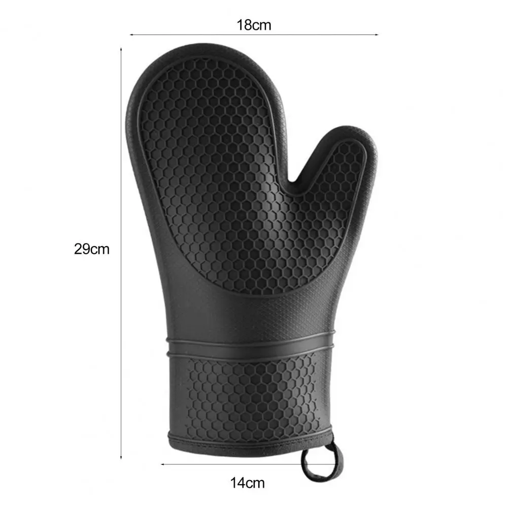 1Pc Premium Kitchen Mittens Reusable Silicone Oven Mitts Heat Insulation Anti-scalding Kitchen Microwave Anti-hot Mittens