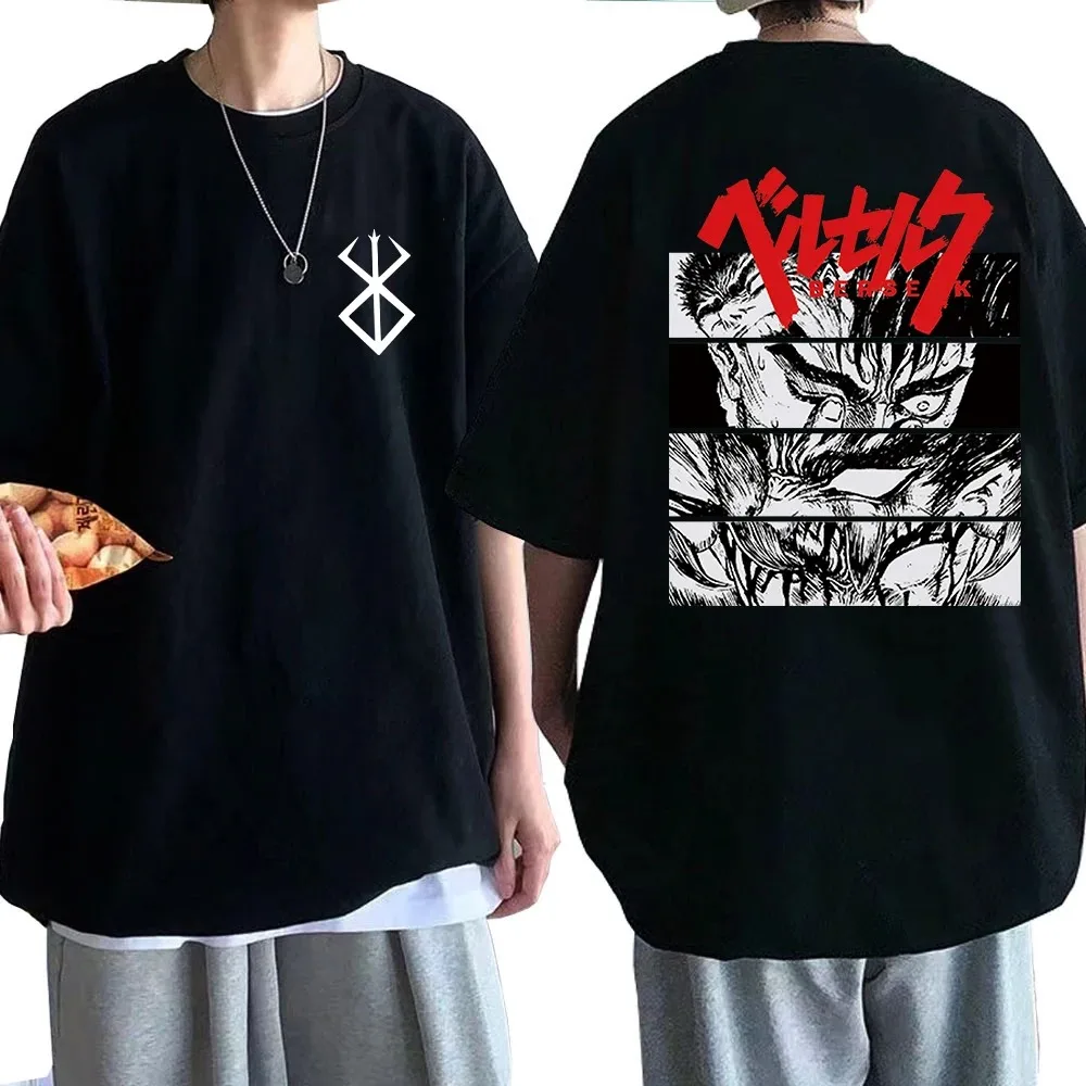 Berserk Magliette Buds Funny T Shirt Uomo Cool Manga Graphic T-Shirt Japanese Anime Women Cotton Harajuku Manga Hip Hop Top Tees