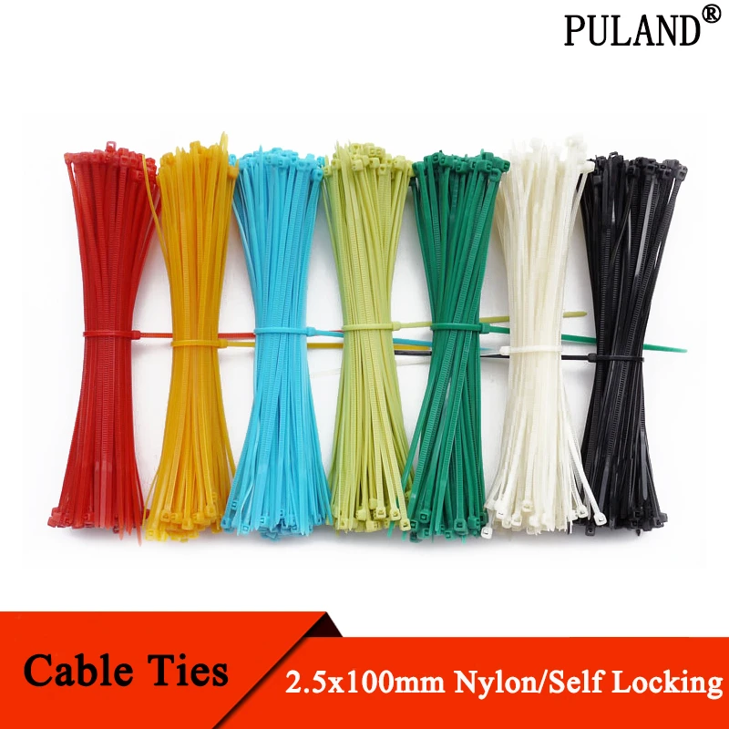 100pcs Self Locking Nylon Cable Ties 2.5x100mm Plastic Zip Tie Band