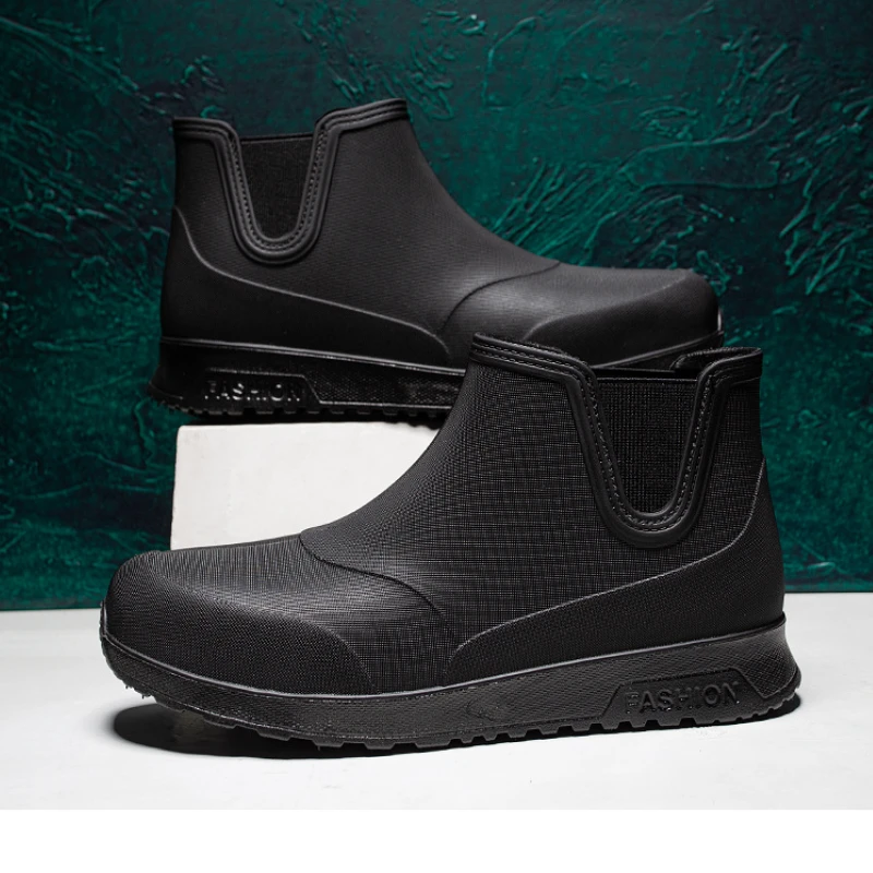Zapatos de lluvia negros para hombre, de goma plataforma, Botas de trabajo otoño e 2023| | - AliExpress