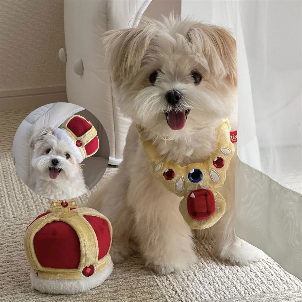 Cute Pet Costume Crown Necklace King Cosplay Cloth for Small Dog Puppy Cat Party Dress Up Photo Props Pets Accessories pet accessories dog costume set pet clothing