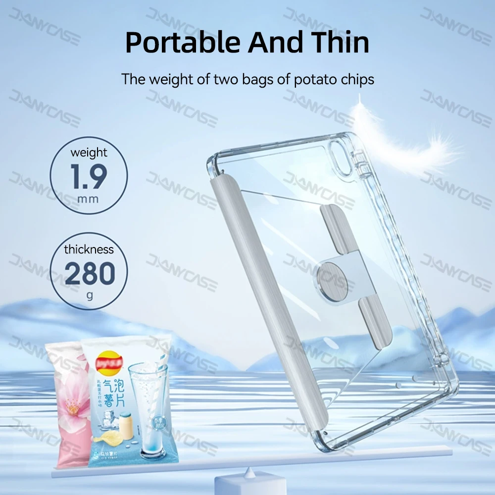 Capa de Tablet Transparente para Ipad Rotação 360 ° Capa para Ipad Air 10.9 10th 10.9 9th 10.2 6th 9.7 Pro 11 129 Mini 6 - Imagem 3