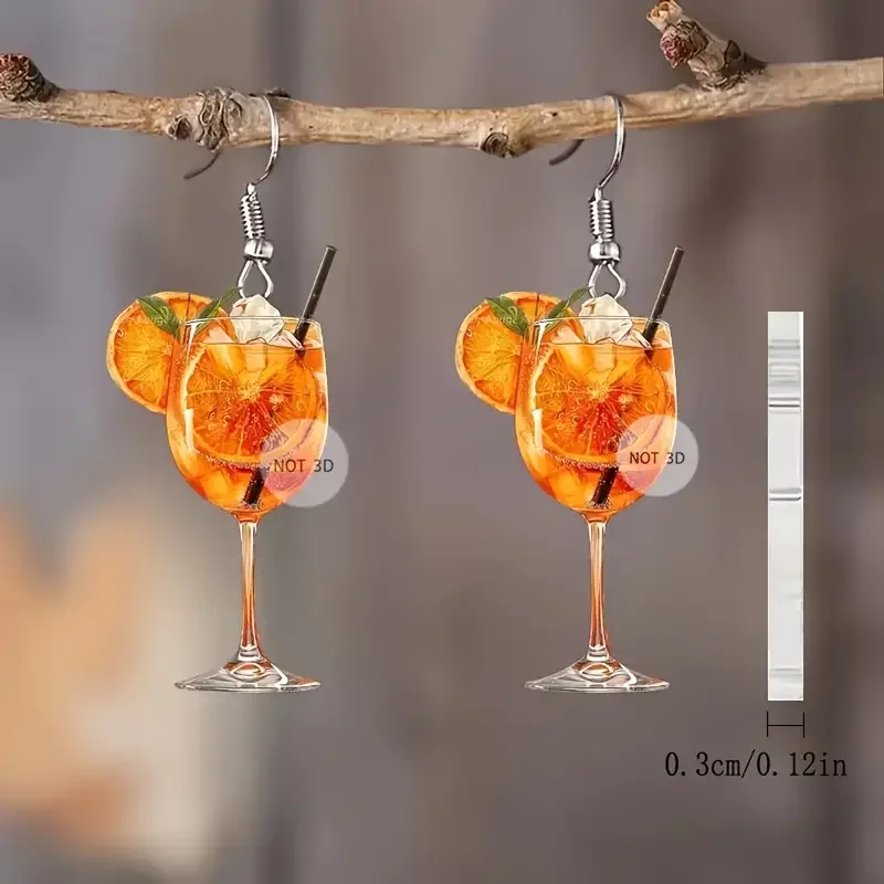 2D Flat Acrylic Orange Juice Dangle Earrings for Women Simple Creative Fashion Fresh Summer Festival Earrings Party Jewelry
