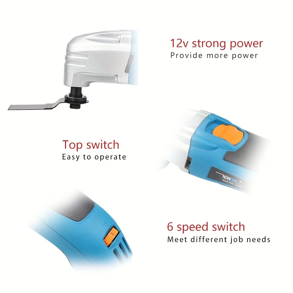 110V NEWONE Oscillating Tool, 2.5 Amp Power Tools, Variable Speed Oscillating Multi-Tool Kit 4