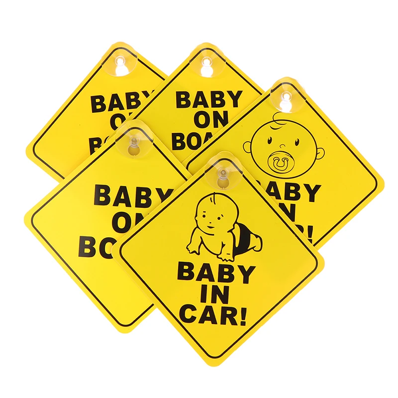 Baby On Board Safety Car Window Sign Yellow
