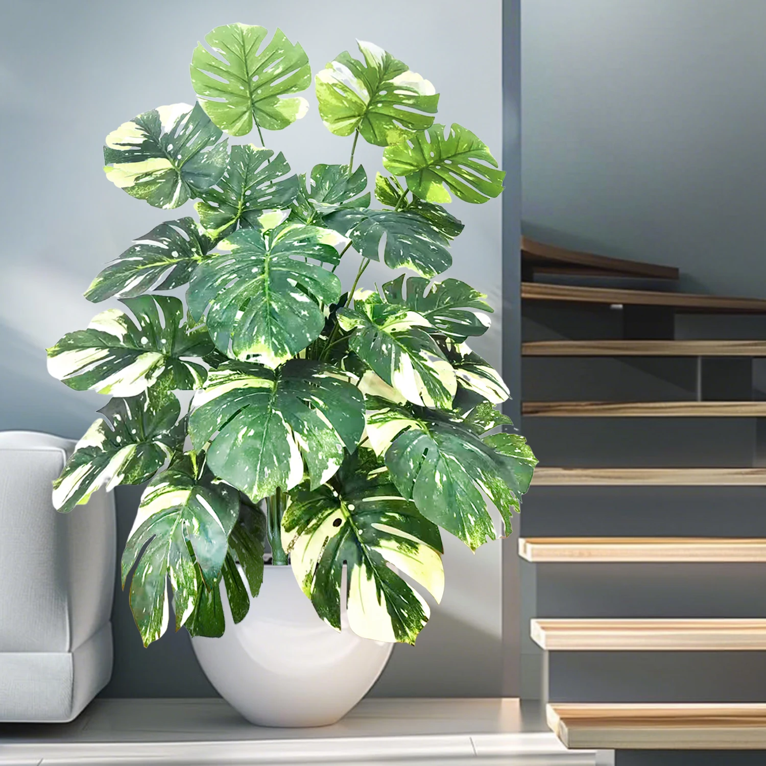 60-135cm(51.9in) Artificial Monstera plastic fake plant pot ornamental festival suitable for home office decoration 2