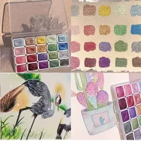 20/24/60/72-Color Metal Watercolor Painting Set, New Portable Box With Sparkling Pearl Solid Watercolor Painting, Art Supplies 2