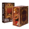CUTEBEE Wooden Dollhouse Kit Miniature Doll House Kits Booknook Bookshelf Book Nook with Dust Cover Bookends Christmas Gift 6