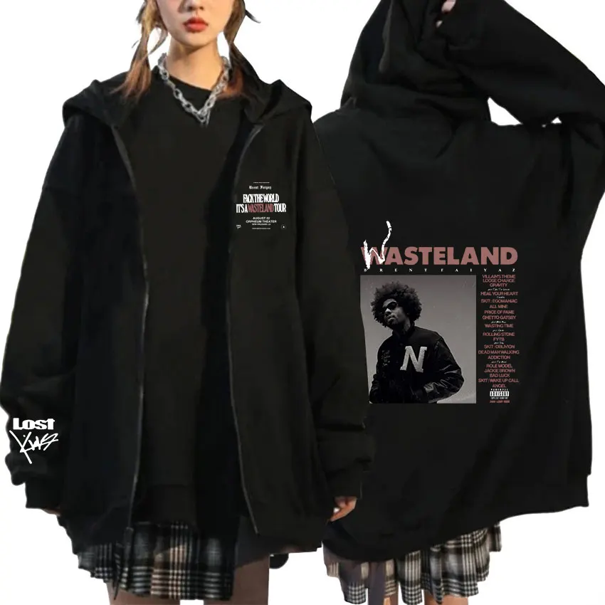 

Singer Brent Faiyaz Pullover Zip Up Hoodie 2023 Music Album Wasteland Hip Hop Clothing Zipper Hoodies Men Women Oversized Coats