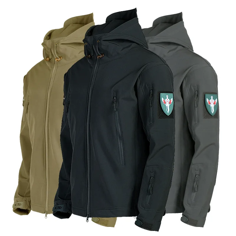 Giacca Tattica Uomo Impermeabile Soft Shell - Militare, Antivento, Con Cerniera E Cappuccio