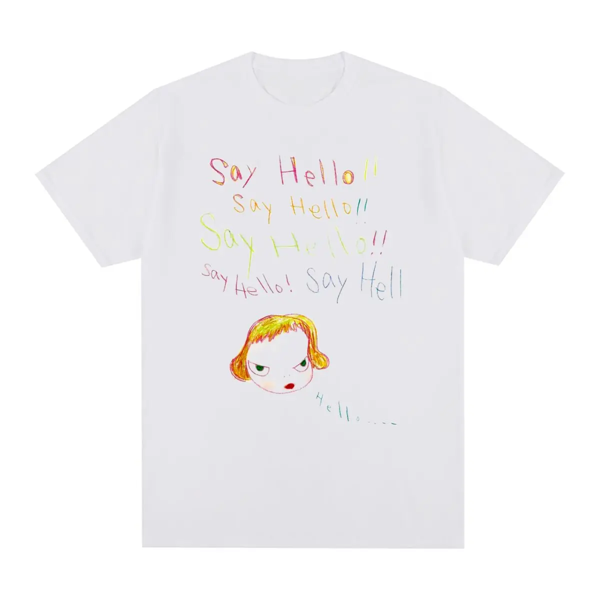 

Винтажная Хлопковая мужская футболка Yoshitomo Nara Say Hello, новая футболка, мужские топы Wo
