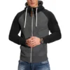 Men's Hoodies Long Sleeve Sweatshirts for Men Zipper Hooded Pullover High Neck Mens Sweatshirt Top Jacket Coat Black Sweater 5