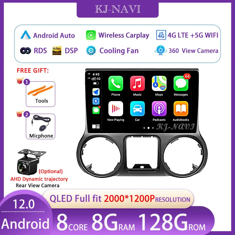 

10.1 Inch Android 12 For Jeep Wrangler 3 JK 2011 - 2014 LHD RHD Car Video Stereo GPS Multimedia Player BT Wireless Carplay DVD
