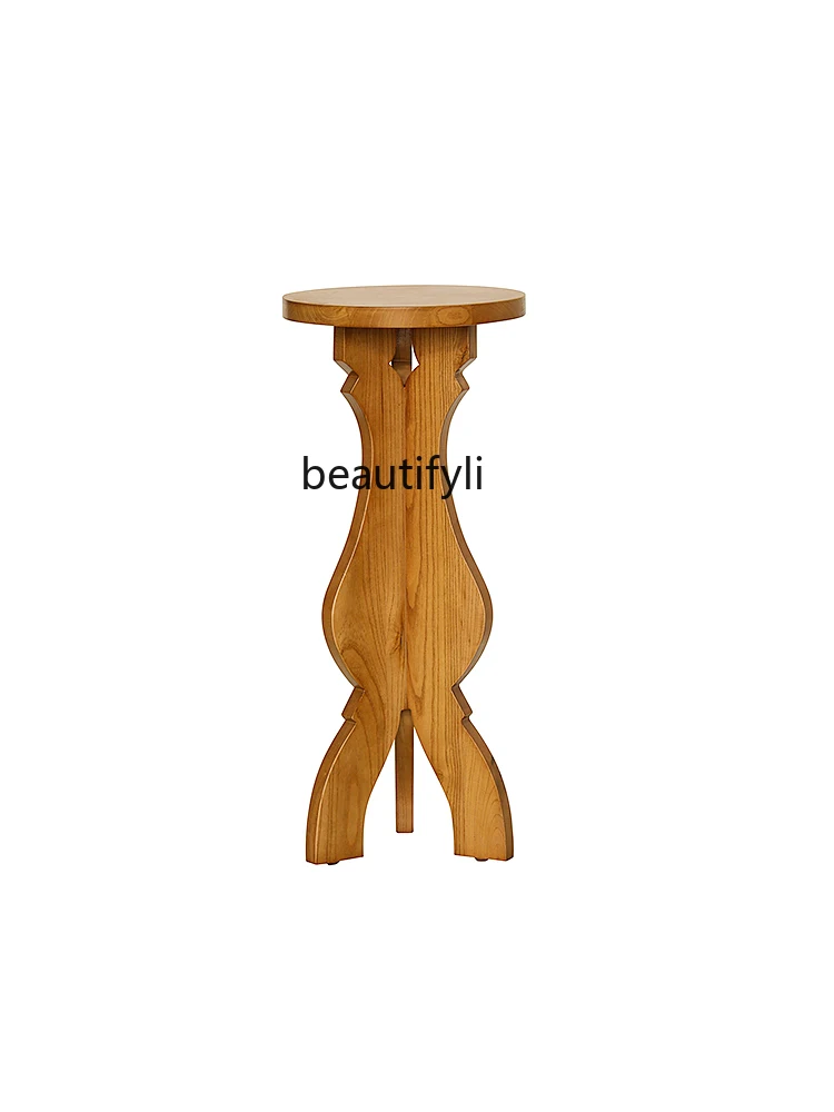 

Mid-Ancient Three-Leg Flower Stand Solid Wood Base Storage Rack Sofa Corner Floor Decoration Decoration