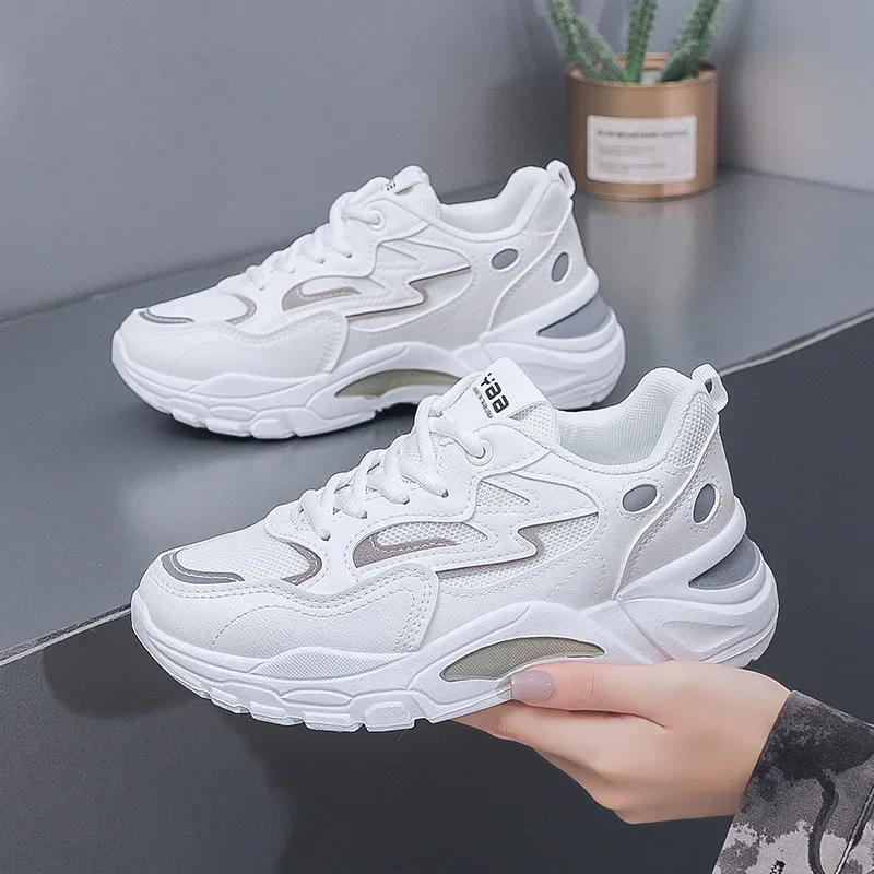 Tennis Shoes Women Fashion Breathable Mesh Shoes Lace-up Thick Sole Platform Sneakers Woman Casual Sneaker Zapatos Mujer