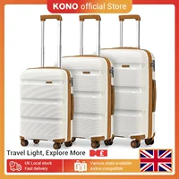 Kono Luggage Sets Hard Shell Travel Trolley 4 Spinner Wheels Lightweight Polypropylene Suitcase with TSA Lock (Cream White)