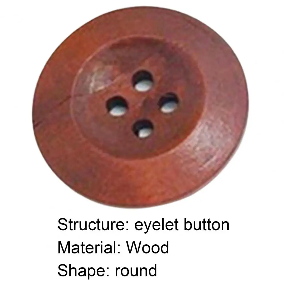 50Pcs 10-25mm Button 4 Holes Non-burr Wood Decorative Wooden Buttons Apparel Sewing Decor For Crafting Scrapbooking Clothing DIY