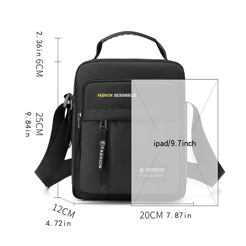 Men's leisure Messenger Bag - adjustable shoulder bag, suitable for daily commuting, travel and outdoor use, strong structure