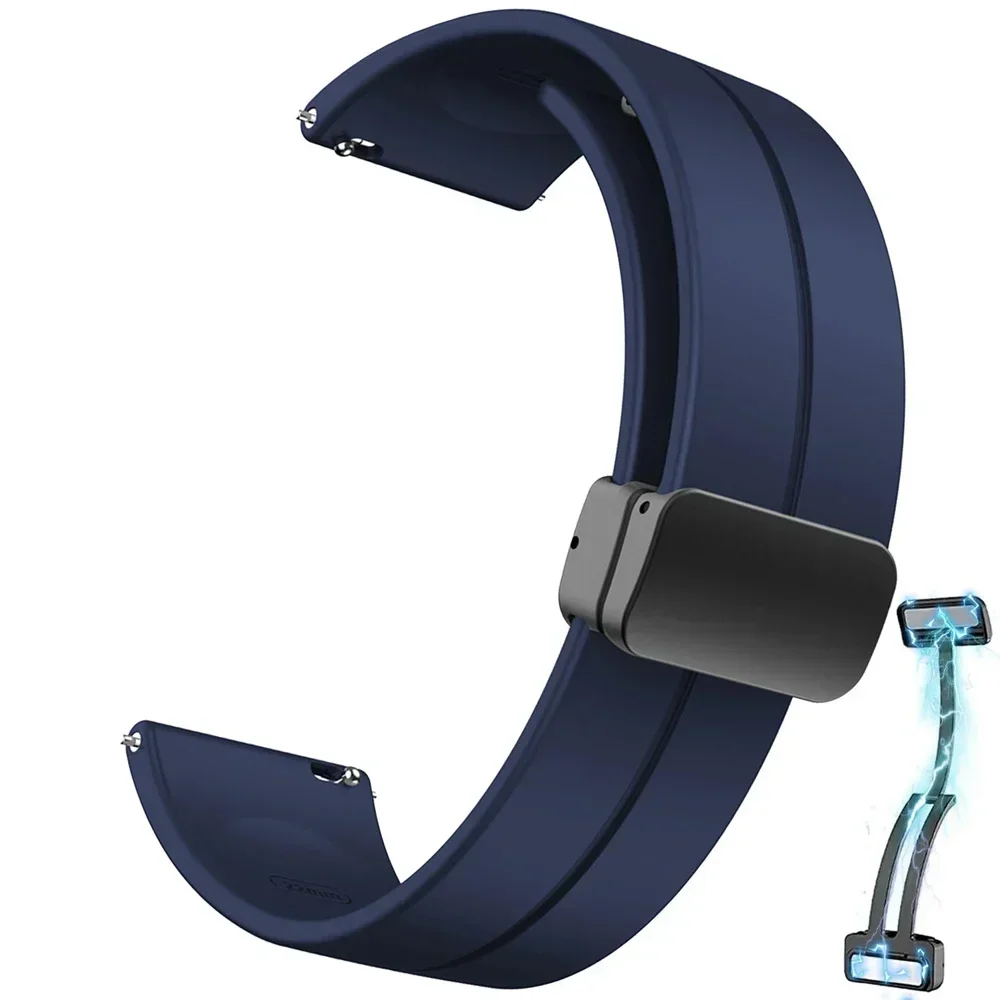 Magnetic Silicone Smartwatch Strap - 20mm/22mm Soft Bracelet
