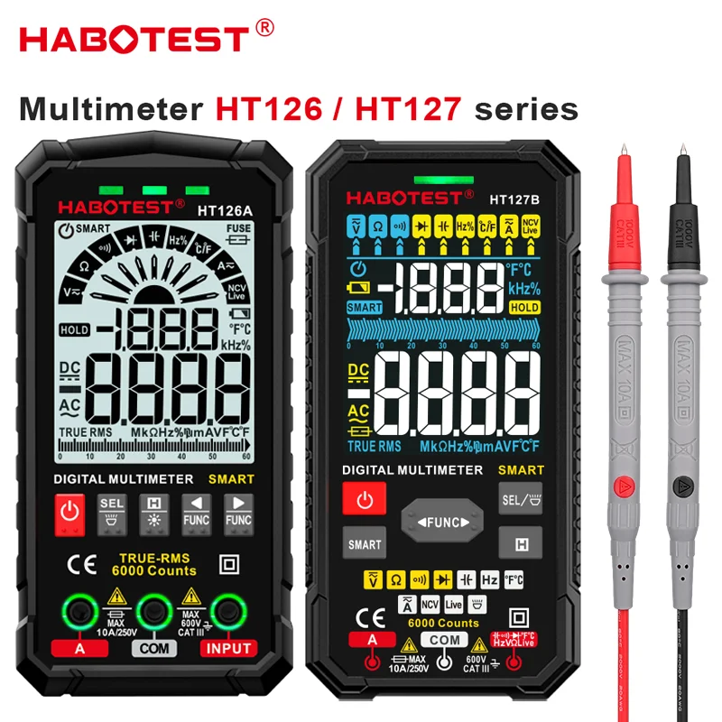 Habotest Ht126 Multimetro Di Quinta Generazione Digitale Professionale Ac Dc Trms Tensione Corrente Ohm 60Mf Hz Tester Per Elettricista