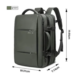 Heroic Knight Expandable Waterproof Backpack with USB Port (Green)