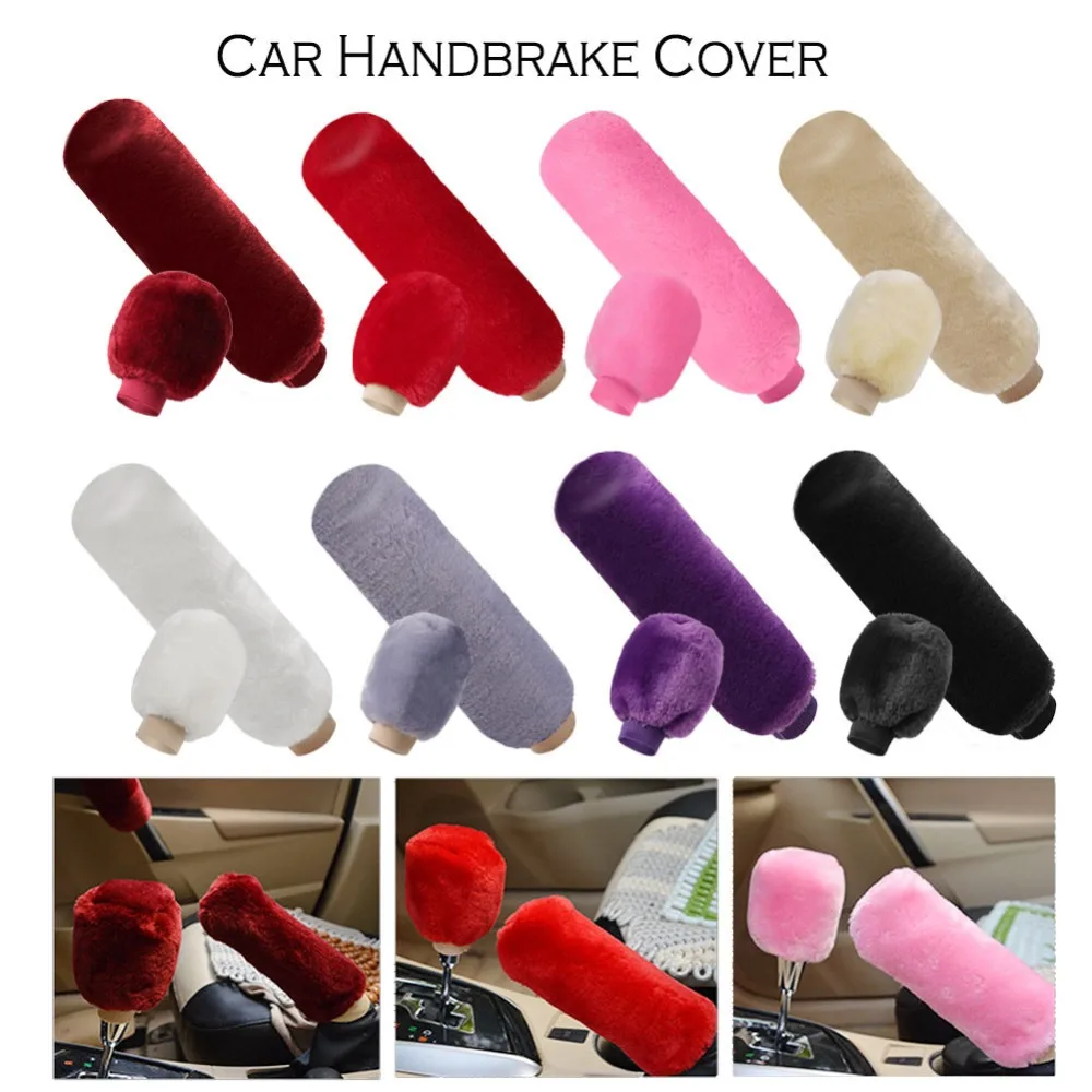 

2Pcs Car Handbrake Grip Covers Gear Shift Knob Cover Handle Plush Sleeve Soft Warm Hand Brake