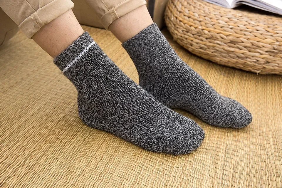 Mens Winter Merino Wool Socks - Thick Warm Cashmere 3 Pair Set