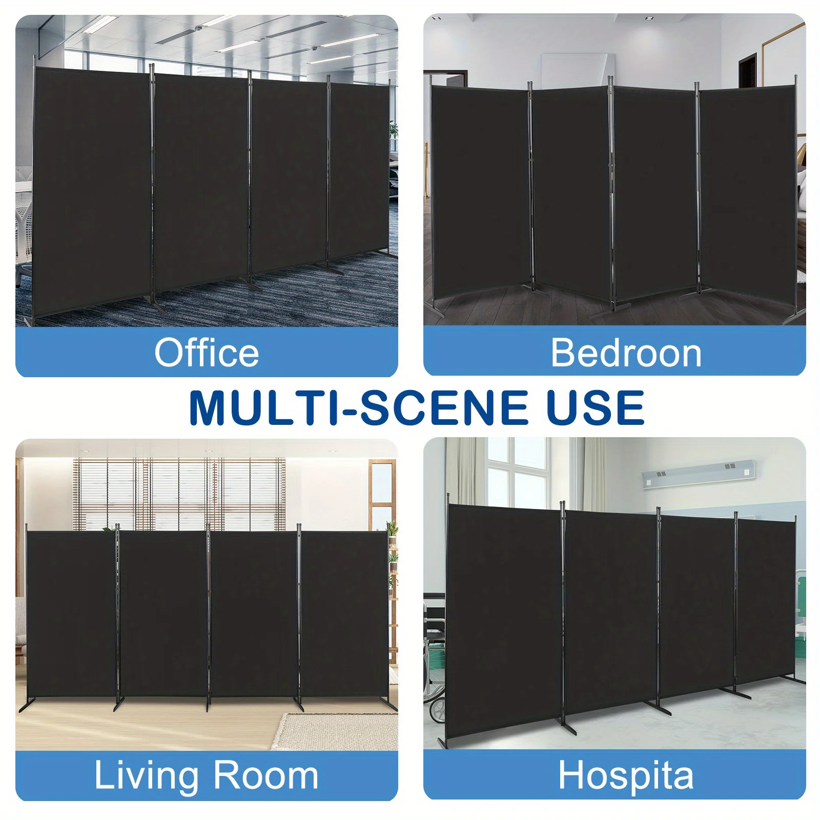 4 Panel Room Divider Folding Privacy Portable Partition Screen Home Office